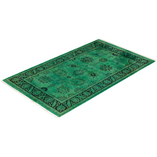 Fine Vibrance Green 3 ft. x 5 ft. Solid Wool Indoor Area Rug