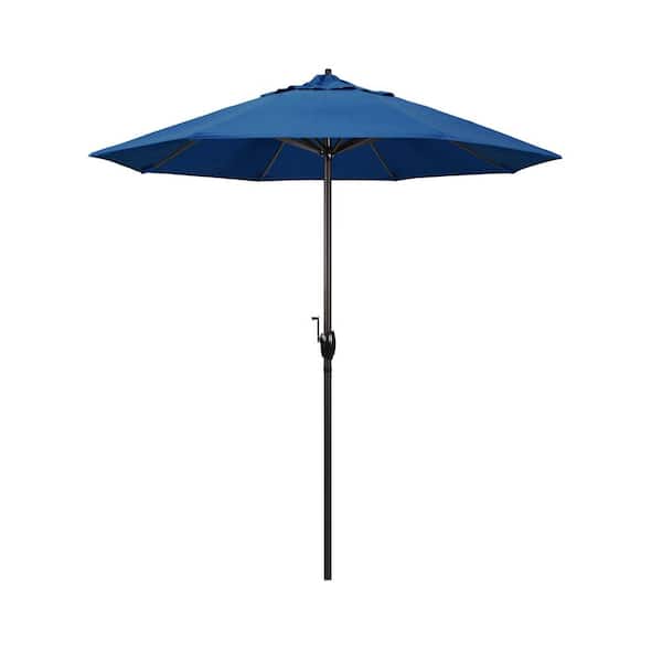 California Umbrella 7.5 ft. Bronze Aluminum Market Auto-Tilt Crank Lift Patio Umbrella in Regatta Sunbrella