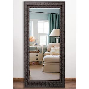 Oversized Aged Dark Mahogany Finish Wood Classic Mirror (65.5 in. H X 32 in. W)