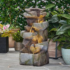 Mableton Outdoor 34 in. 5-Tier Rock Waterfall Fountain