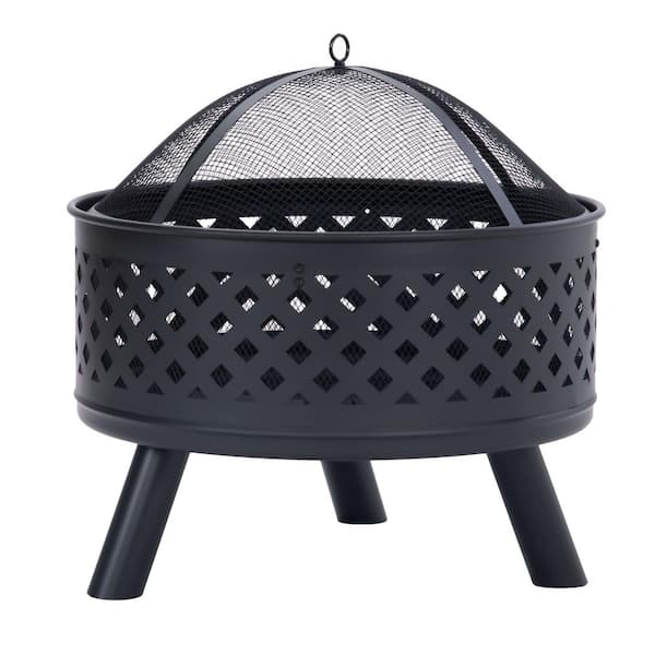CASAINC 31.89 in. W x 31.89 in. D Square Stone Pattern Tabletop Charcoal Brazier with Lid and Fire Stick