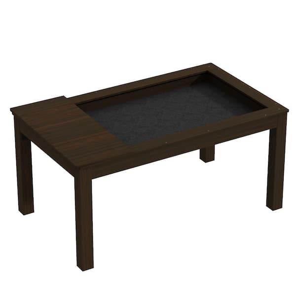 FUFU&GAGA 63 in. L Rectangel Brown Wood Grain Wooden Top Folding