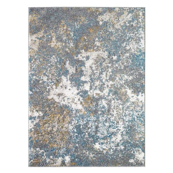 Luxe Weavers Beverly Collection Blue 4x5 Modern Abstract Area Rug