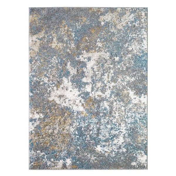 LUXE WEAVERS Beverly Collection Turquoise 5x7 Abstract Polypropylene Modern Area Rug
