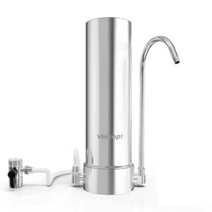 Countertop Water Filter System, 5-Stage Stainless Steel Faucet Water Filter for 8000 gal. Water Purifier with KDF