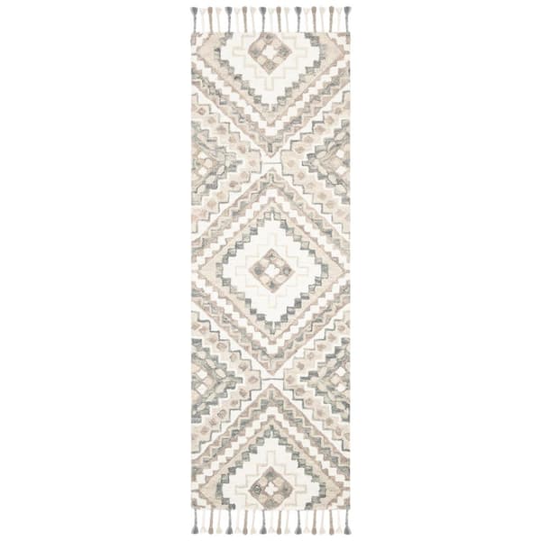 Aspen 2 ft. x 13 ft. Taupe/Ivory Geometric Runner Rug