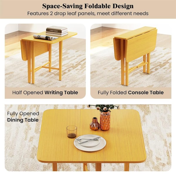 HONEY JOY Square Drop Leaf Dining Table 36 in. Compact Folding