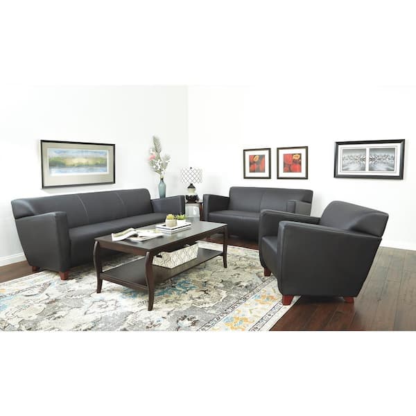 Office Star SL8471 Black Leather Club Chair