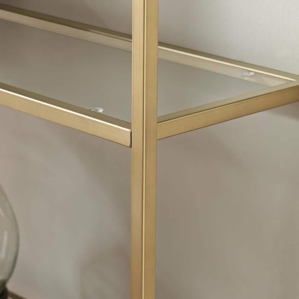 Aimee Antique Gold Pagoda-Style Metal and Glass Etagere