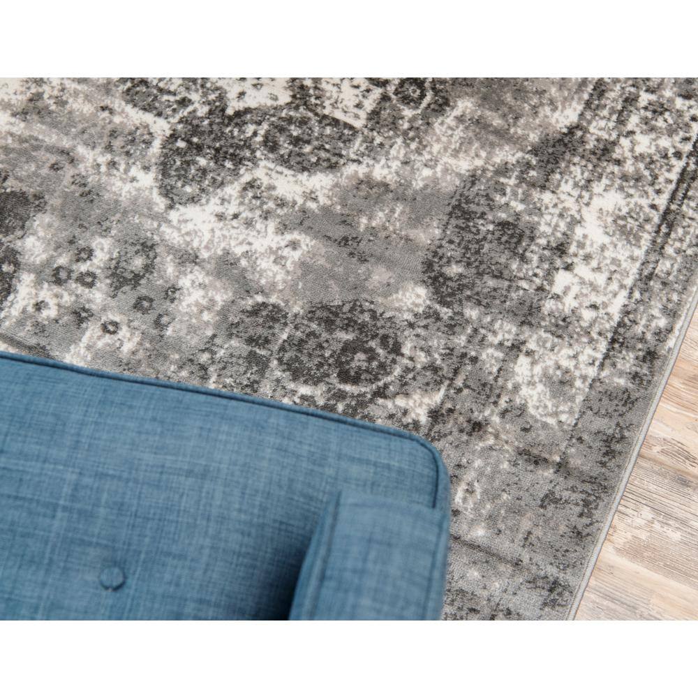 Reversible Easy-Care Gray Synthetic Rectangular Rug