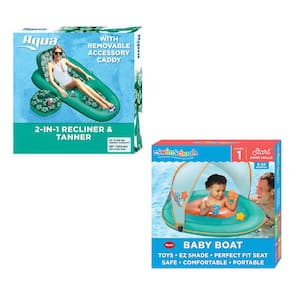 Green Float Campania Inflatable 2-In-1 Float, Floral and SwimSchool Baby Boat