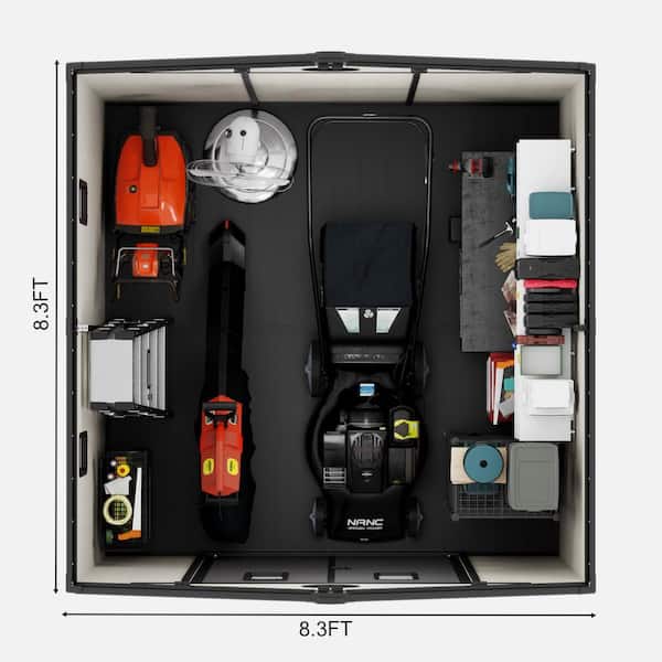 8 ft. x 8 ft. Resin Storage Shed with Skylight Windows, Ventilation, Lockable Doors and Floor Included (64 sq. ft.)