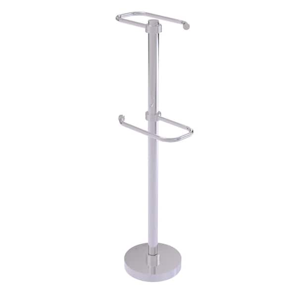Allied Brass Free Standing 2-Roll Toilet Tissue Stand in Polished Chrome