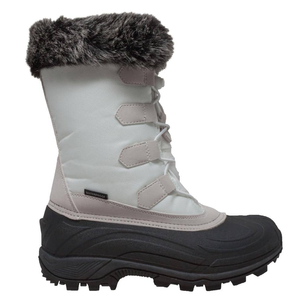 Women's Size 6 White/Black Nylon/Rubber Winter Boots 8780-WT-M060 - The ...