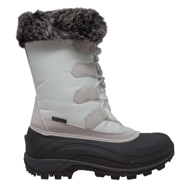 Unbranded Women's Size 6 White/Black Nylon/Rubber Winter Boots