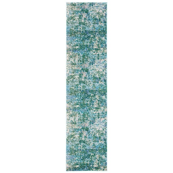 SAFAVIEH Madison Green/Turquoise 2 ft. x 6 ft. Geometric Medallion Runner Rug