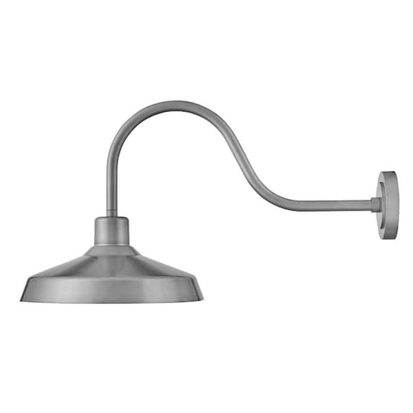 HINKLEY Forge 1-Light Antique Brushed Aluminum Hardwired Outdoor Wall Lantern Sconce