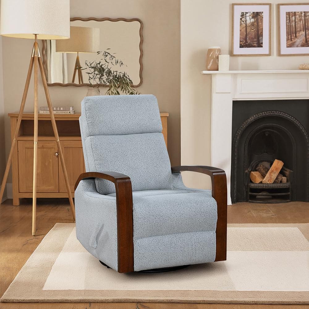 Lazzara Margerie Gray Boucle Fabric Manual Swivel Glider Recliner