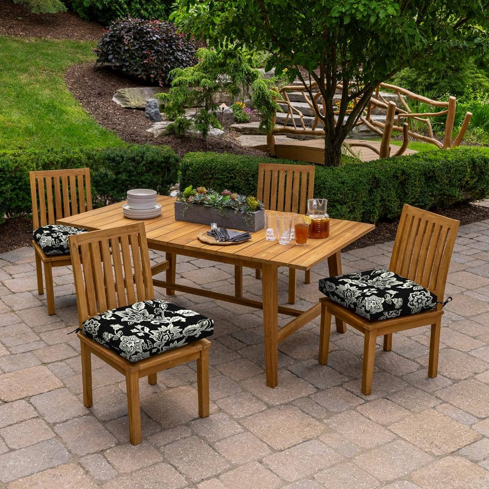 Ashland Black Jacobean Floral Outdoor Rocking Chair Cushion