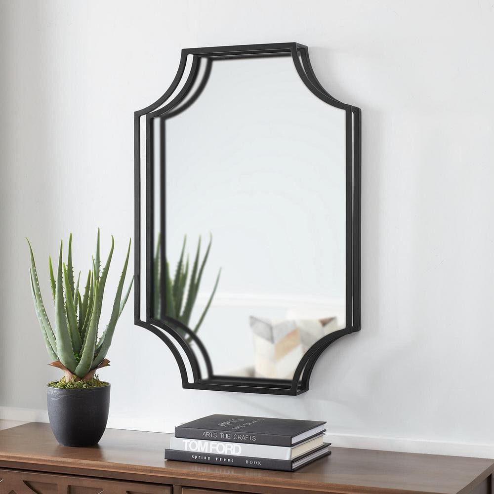 StyleWell Medium Rectangle Black Dimensional Classic Mirror With Deep ...