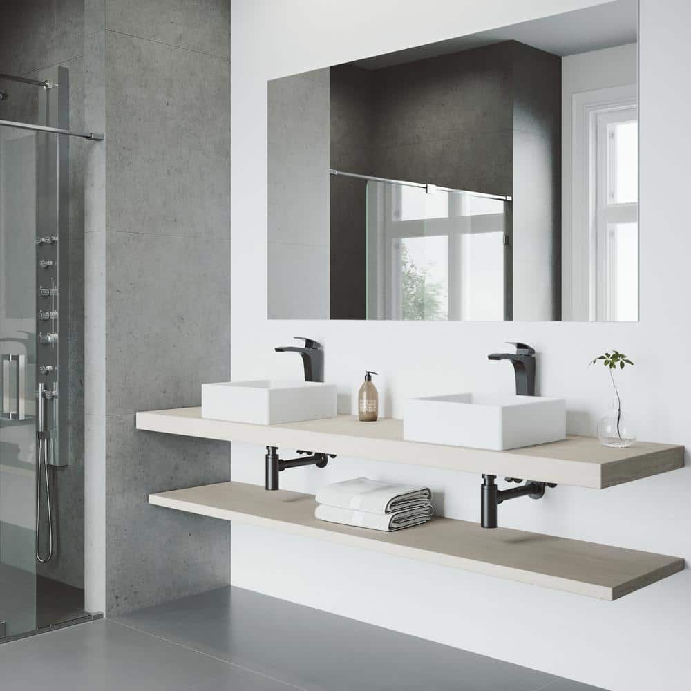 Modern Matte Black Brass Vessel Sink Faucet with Ceramic Disc Valve