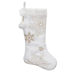 20 in. White Snowflakes Christmas Stocking with Cuff
