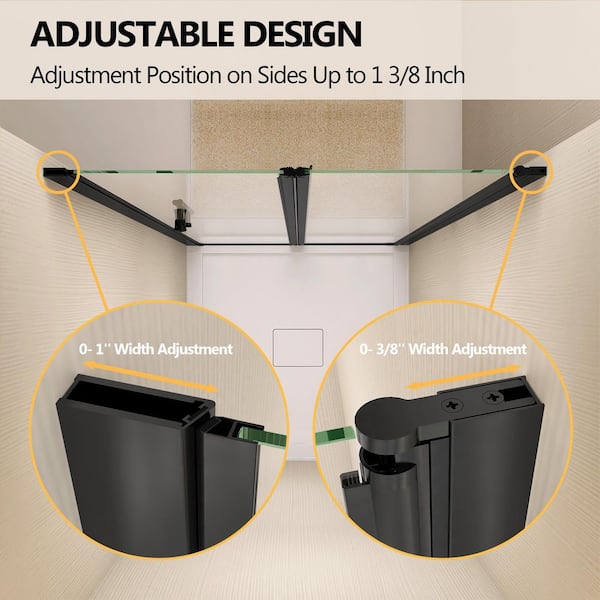 Zeafive 32 to 33.25 in. W x 72 in. H Frameless Shower Door