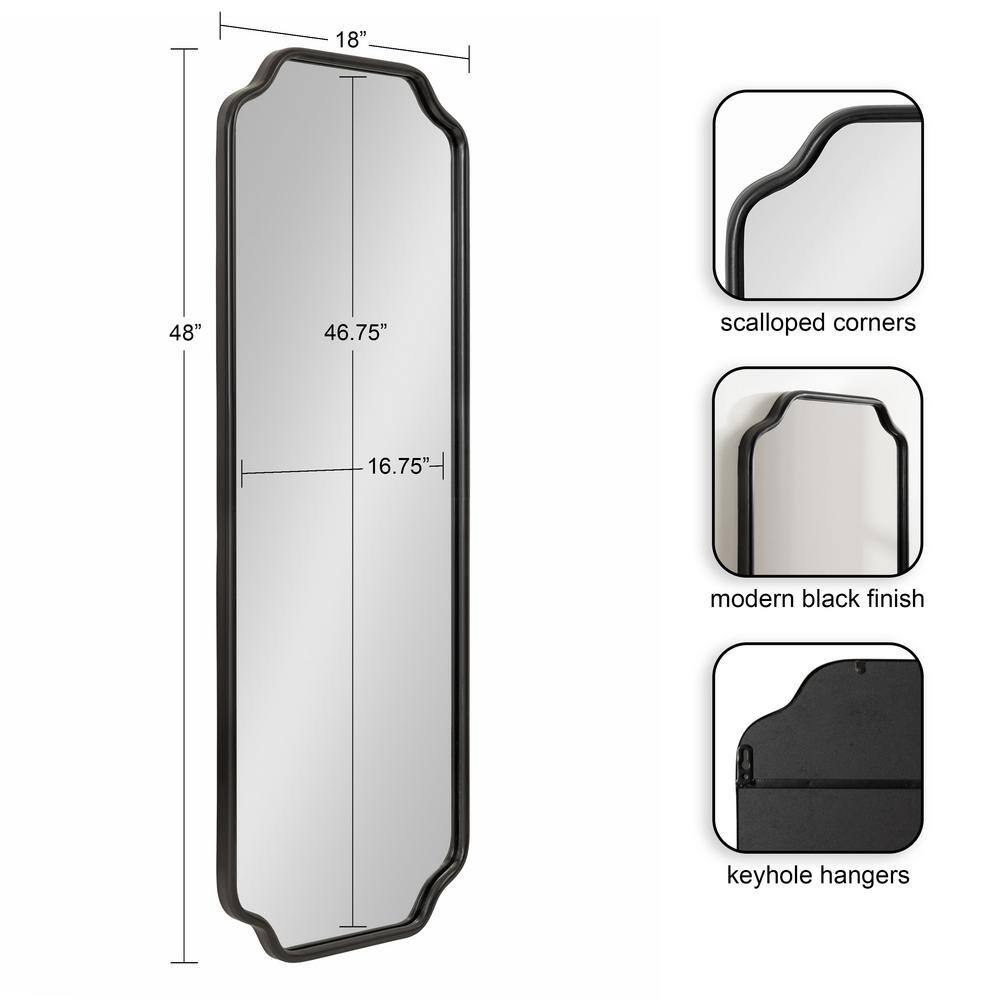 Plumley Black Scalloped Full Length Wall Mirror, 18 x 48