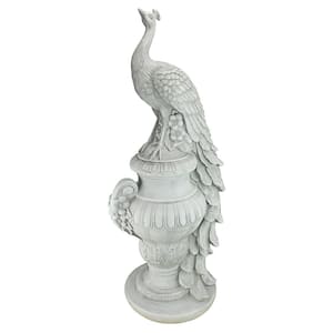 34 in. H Staverden Castle Peacock on An Urn Large Garden Statue