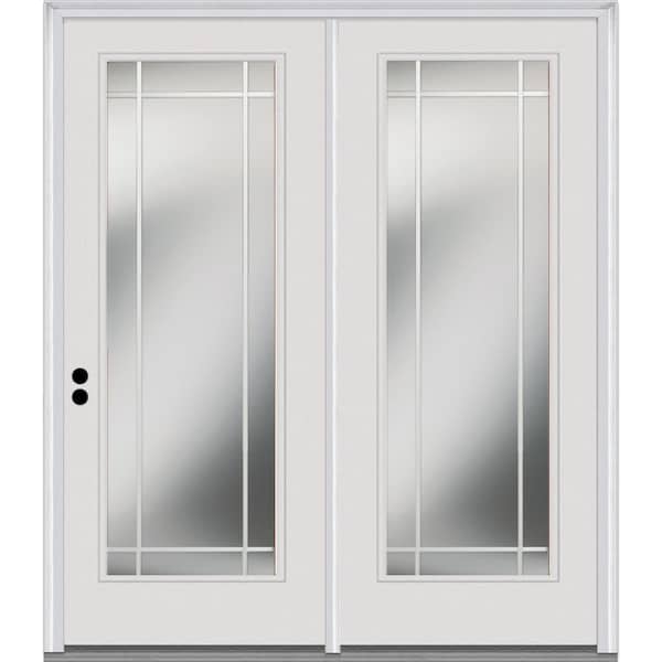 MMI Door 64 in. x 80 in. Full Lite Primed Fiberglass Smooth Stationary Patio Glass Door Panel