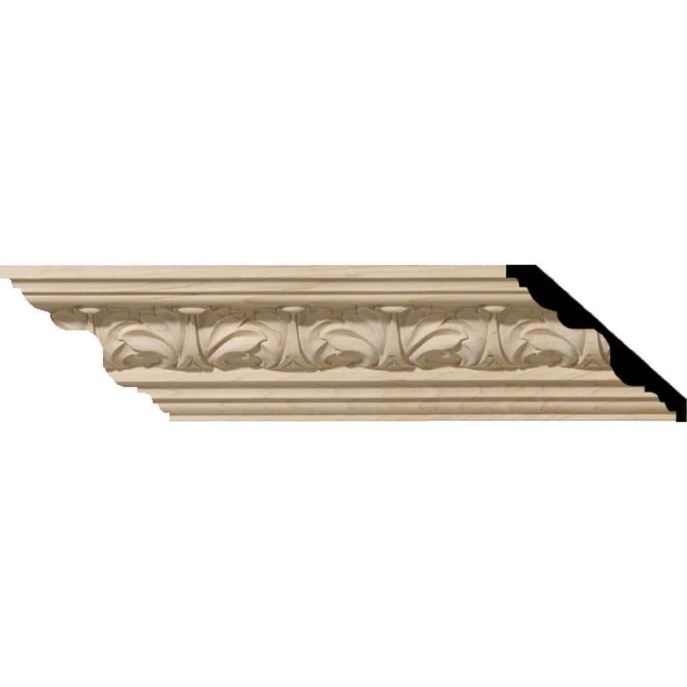 Acanthus Leaf Carved Alder Wood Crown Moulding, 94.5 in
