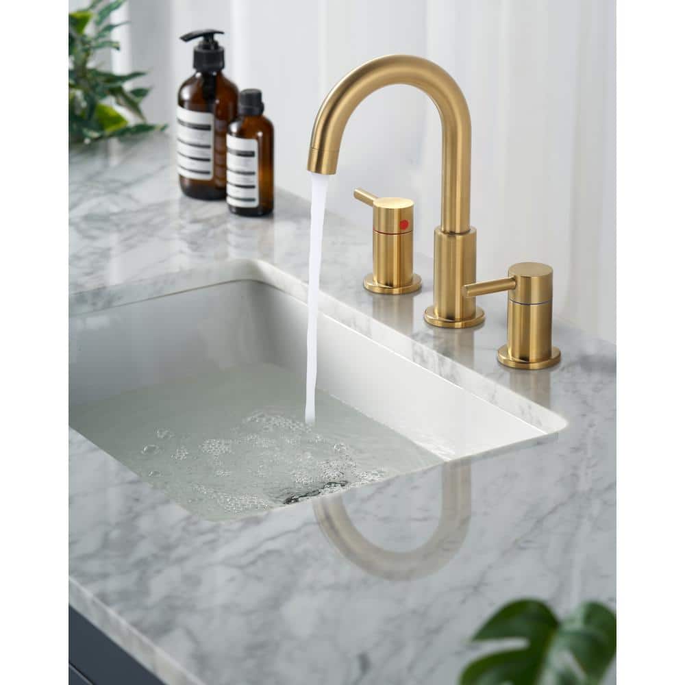 Brushed Gold 8-inch Widespread Double Handle Bathroom Faucet