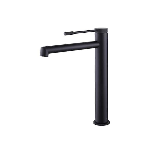 Modern Luxurious Single Handle Single Hole Bathroom Sink Faucet Bathroom Sink Faucet Easy Install in Matte Black