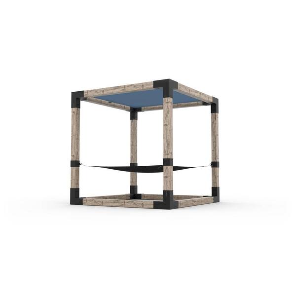 TOJA GRID 8 ft. x 8 ft. 2Person Black Hammock Pergola Kit with 1 Denim