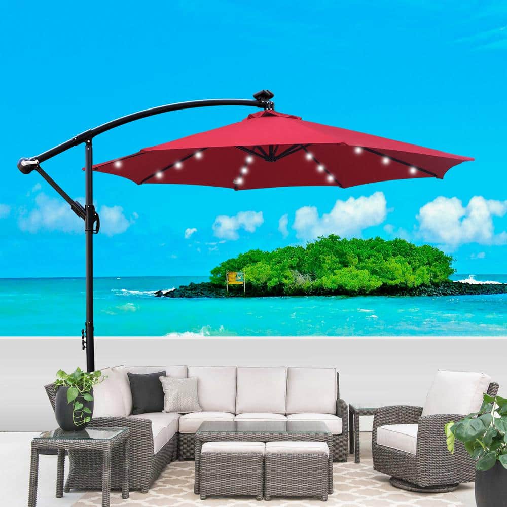 10 ft. Outdoor Patio Umbrella, Solar Powered LED Lighted Waterproof Umbrell