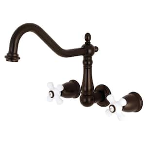 Heritage 2-Handle Wall-Mount Standard Kitchen Faucet in Oil Rubbed Bronze