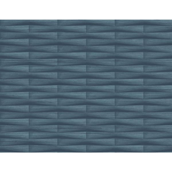 A-Street Prints Gator Blue Geometric Stripe Textured Vinyl Non-pasted Repositionable Wallpaper