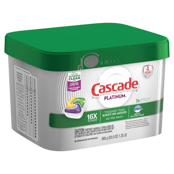Cascade Free & Clear Dishwasher Detergent, Lemon Essence, ActionPacs - 36 actionpacs, 568 g