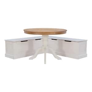 Rockhill 2-Piece L-Shape Backless White Wood Top Nook Dining Set Seats 4