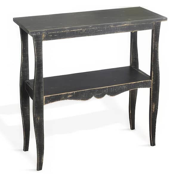 Benjara 28 in. Black Rectangular Wooden Top End Table