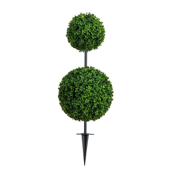 3 ft. UV Resistant Artificial Boxwood Topiary with Integrated Ground Stake (Indoor/Outdoor)