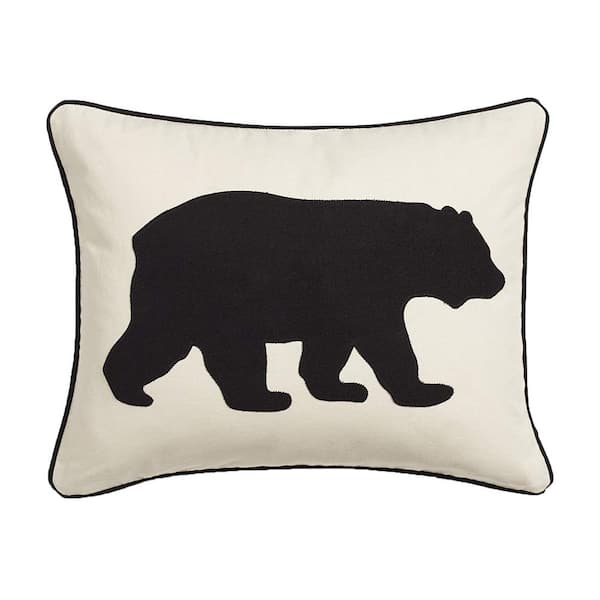 Eddie Bauer Bear 1-Piece Black Cotton 16 X 20 Throw Pillow