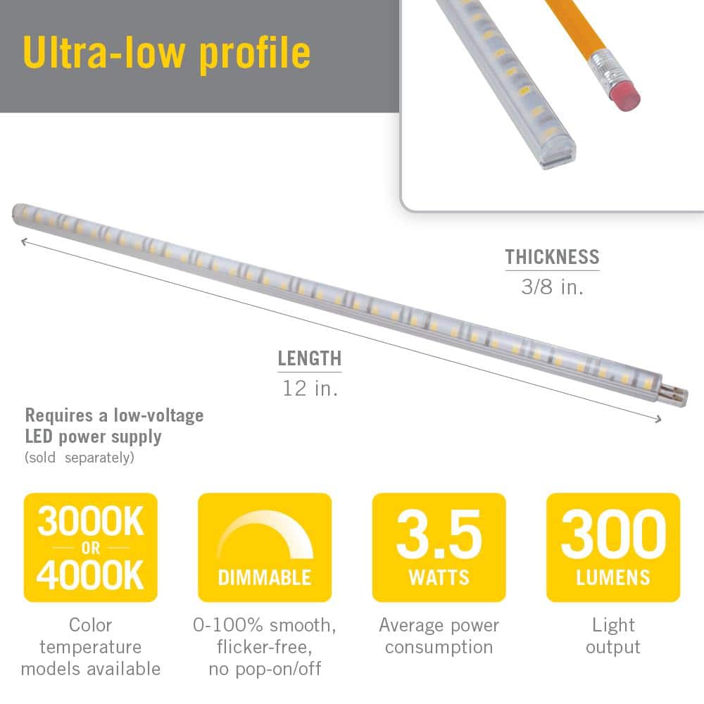 12-Inch Linkable Soft White LED Light Strip Kit with Remote
