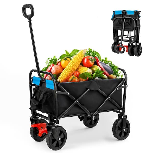 HOTEBIKE 9.58 cu. ft. Steel Folding Wagon Shopping Beach Garden Cart