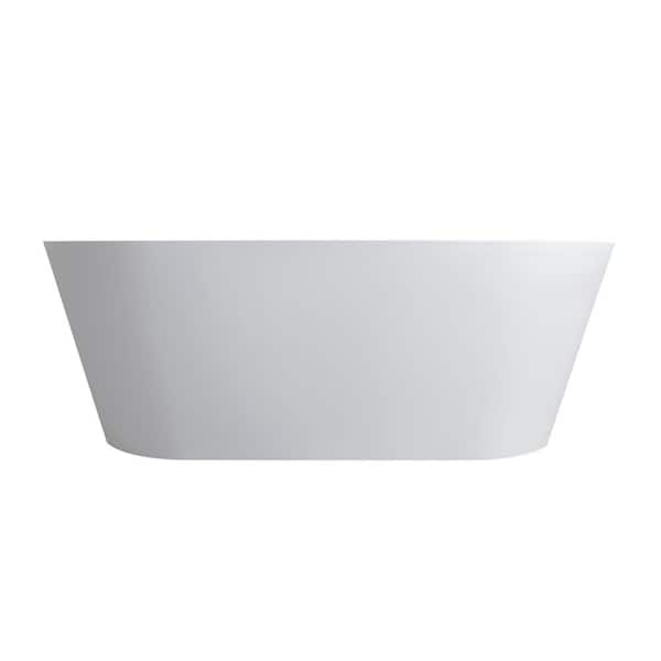 Unbranded 67 in. x 30 in. Stone Resin Solid Surface Freestanding Soaking Bathtub with Center Drain in Matte White
