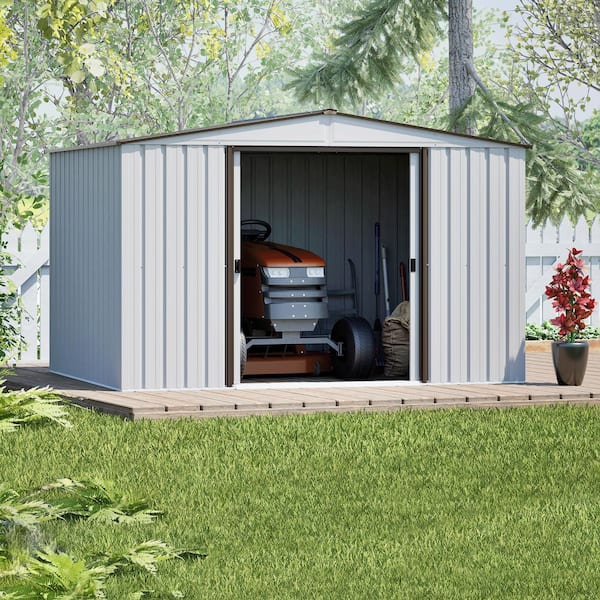 Newport 10 ft. W x 8 ft. D Coffee Galvanized Metal Shed (74 sq. ft sq. ft. )
