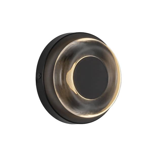 Stephord 4-in 1 Light 6-Watt Black/Clear Glass Integrated LED Wall Sconce
