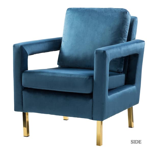 JAYDEN CREATION Anika Modern Navy Comfy Velvet Arm Chair With Stainless   Navy Jayden Creation Accent Chairs Chm0014 Navy 64 600 