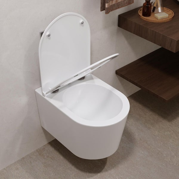 2-Piece 1.1/1.6 GPF Dual Flush Elongated Wall Hung Toilet with Concealed In-Wall Toilet Tank in White (Seat Included)