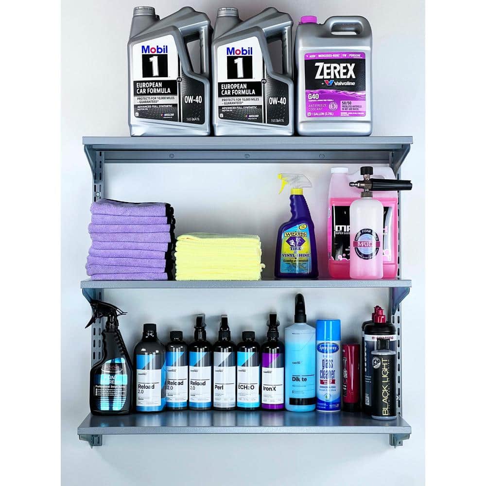 Sleek 31'' Gray Steel Wall-Mounted Shelf for Garage Organization